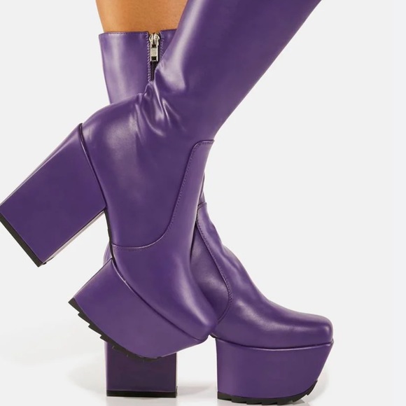 💜HOST PICK💜 Lamoda Purple Magnolia Platform Boots from Dolls Kill size 6 - Picture 4 of 11